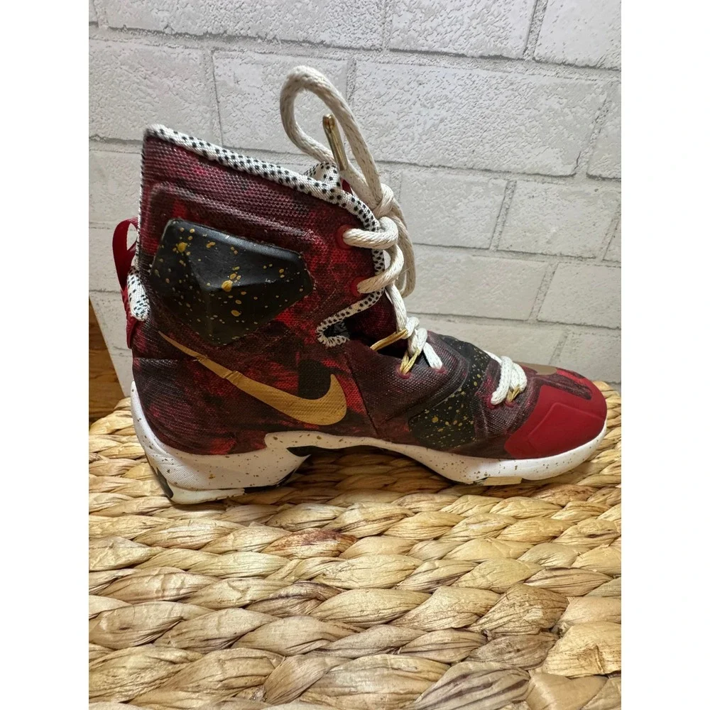 Nike LeBron 13 Nike ID Red and Gold Mens 11